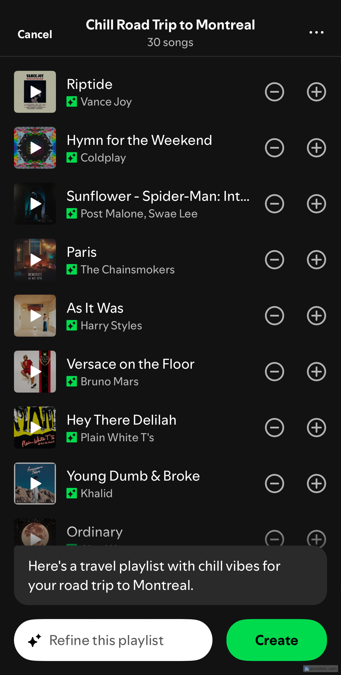 Une liste de lecture AI personnalisée sur Spotify.