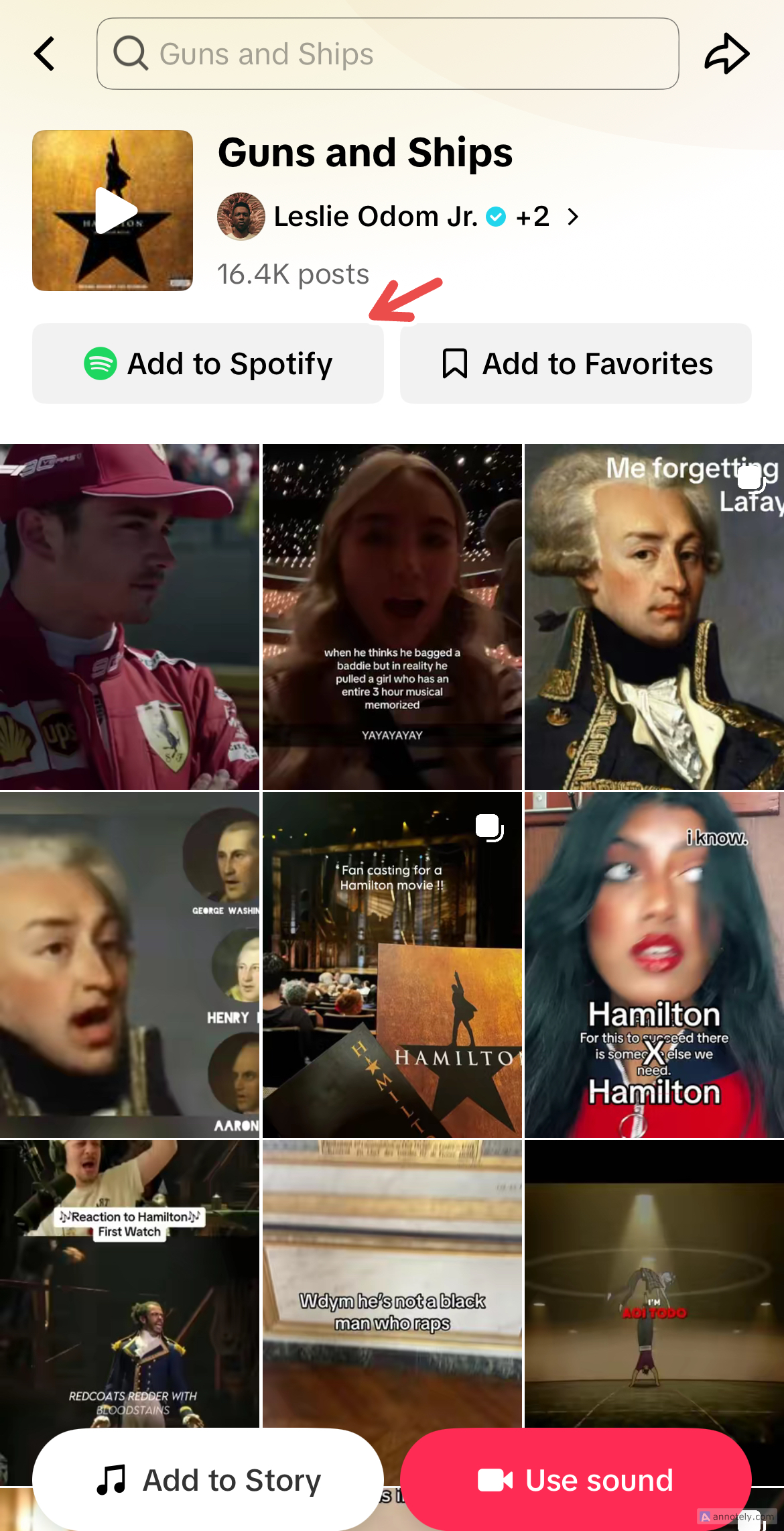 Ajout d'une chanson Spotify de Tiktok.