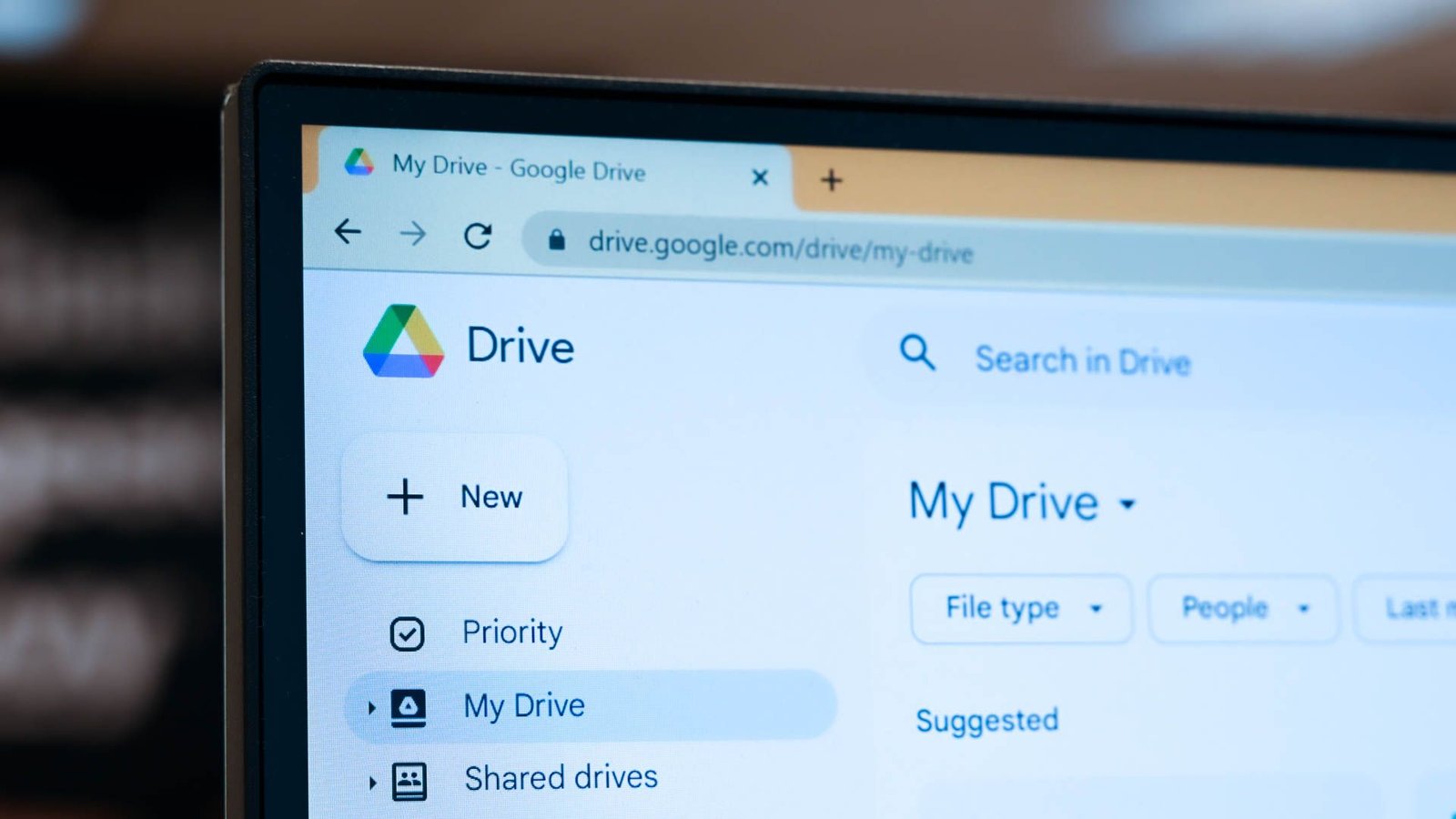 Google Drive vu sur un écran d'ordinateur portable.