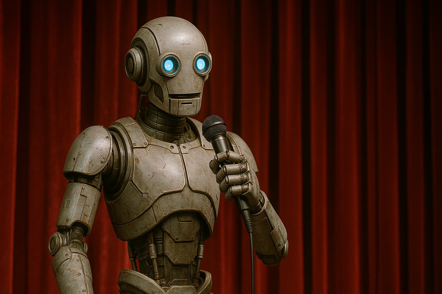Une image générée par l'AI d'un comédien de robot.