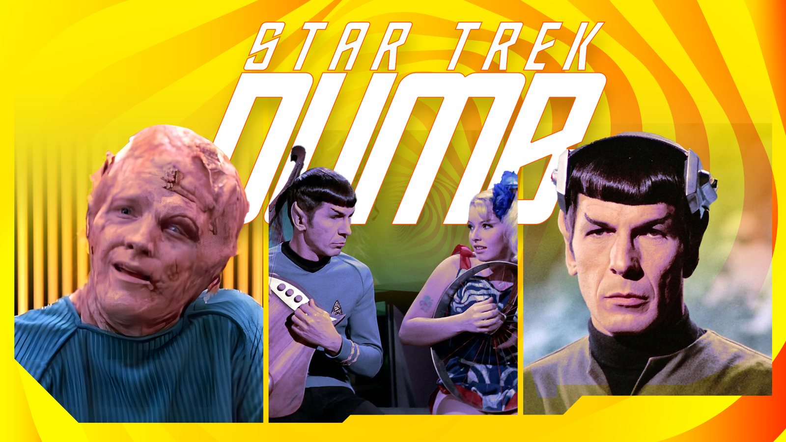Quelques scènes bizarres de Star Trek avec «Star Trek Dumb» écrite au centre.