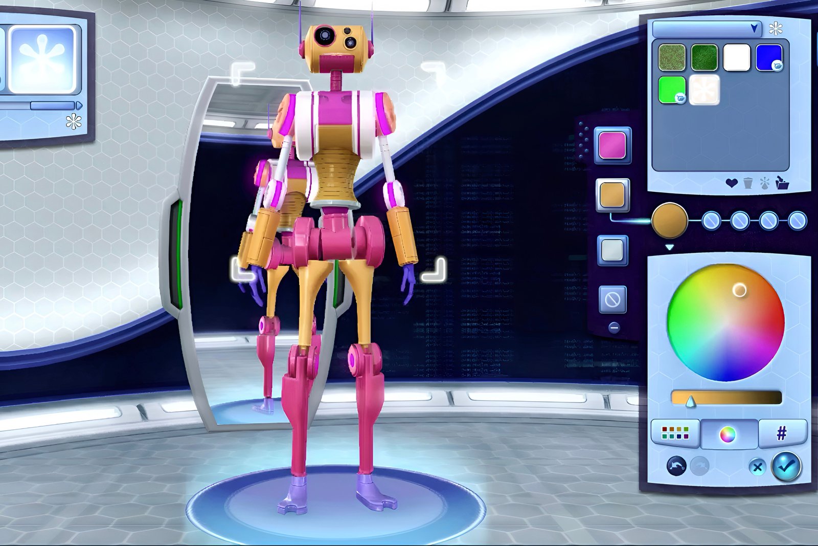 Le casque couleur est montré dans le jeu pour personnaliser différents aspects du plombot.