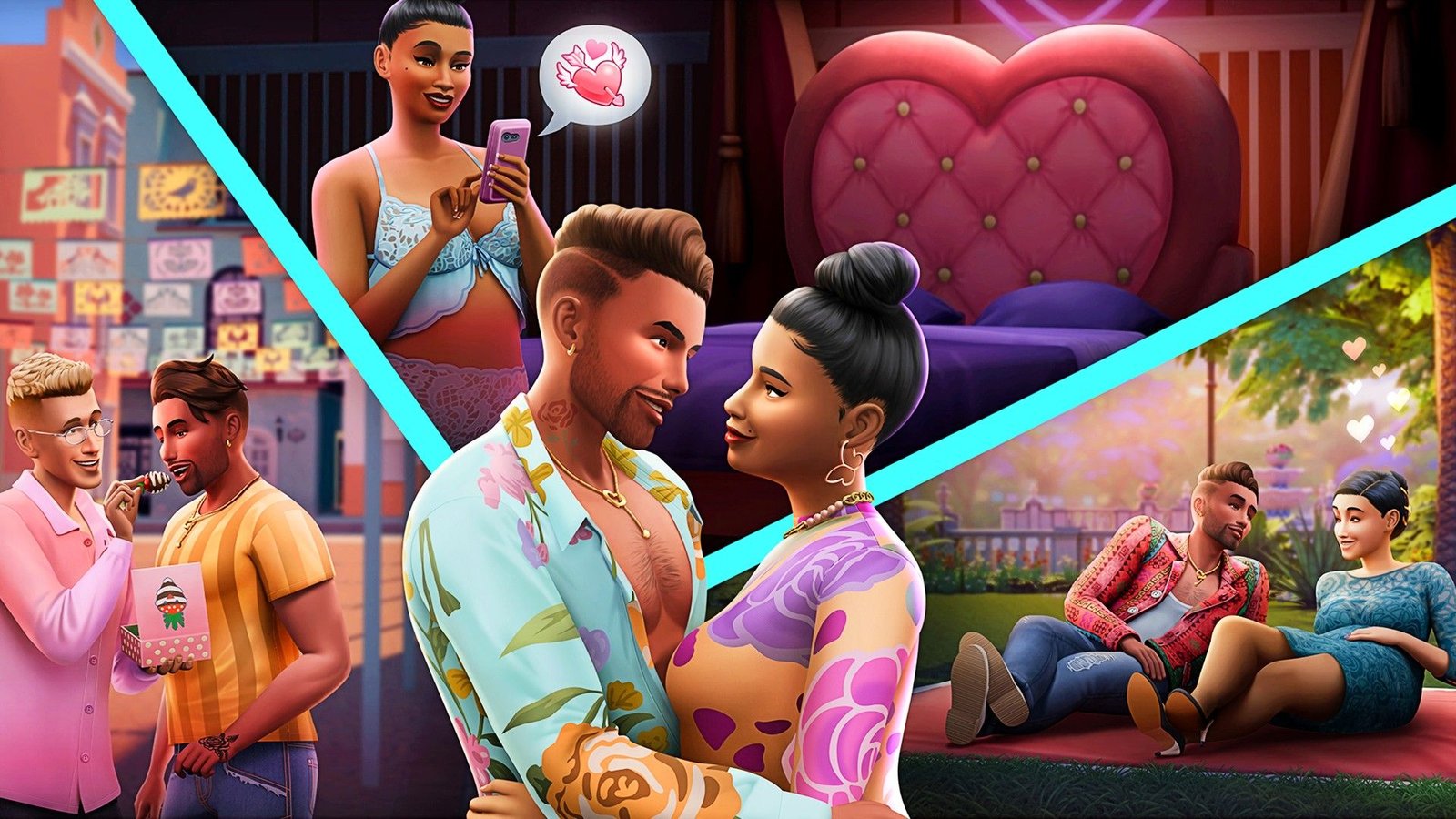 Sims étant romanctiques dans les Sims 4.