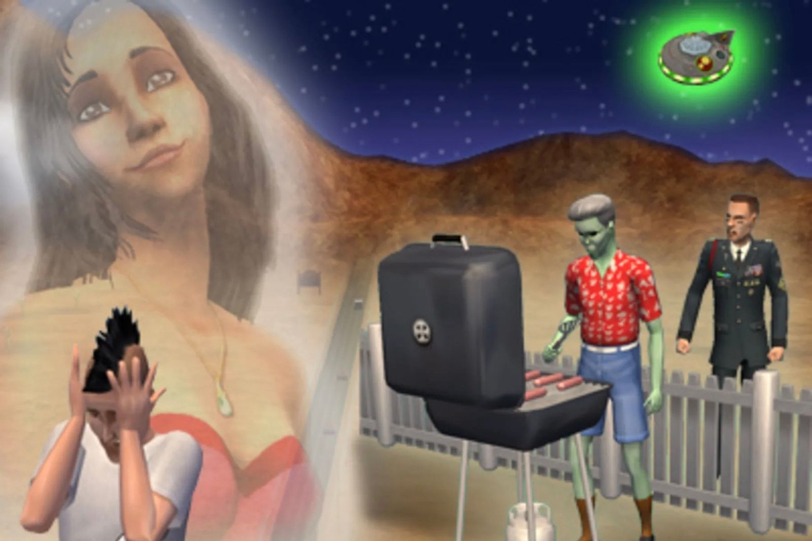 Image de l'histoire lors du chargement de Strangetown dans les Sims 2.