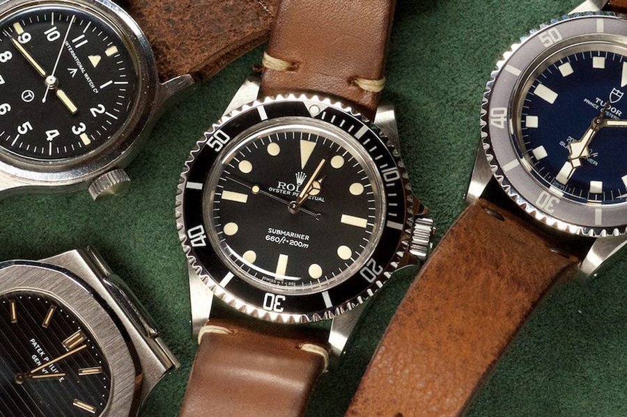 Sangle en cuir brune de la montre Rolex