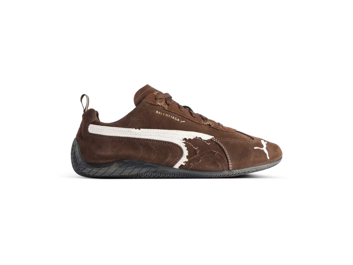Balenciaga en daim de speedcat en noir blanc brun