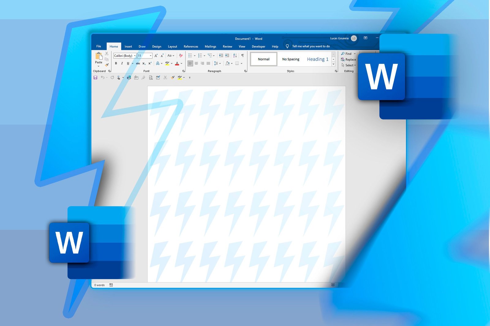 Fenêtre Microsoft Word avec des icônes de vitesse.