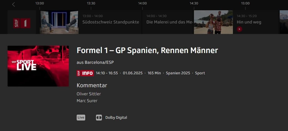 SRF Formule 1 Espagne GP