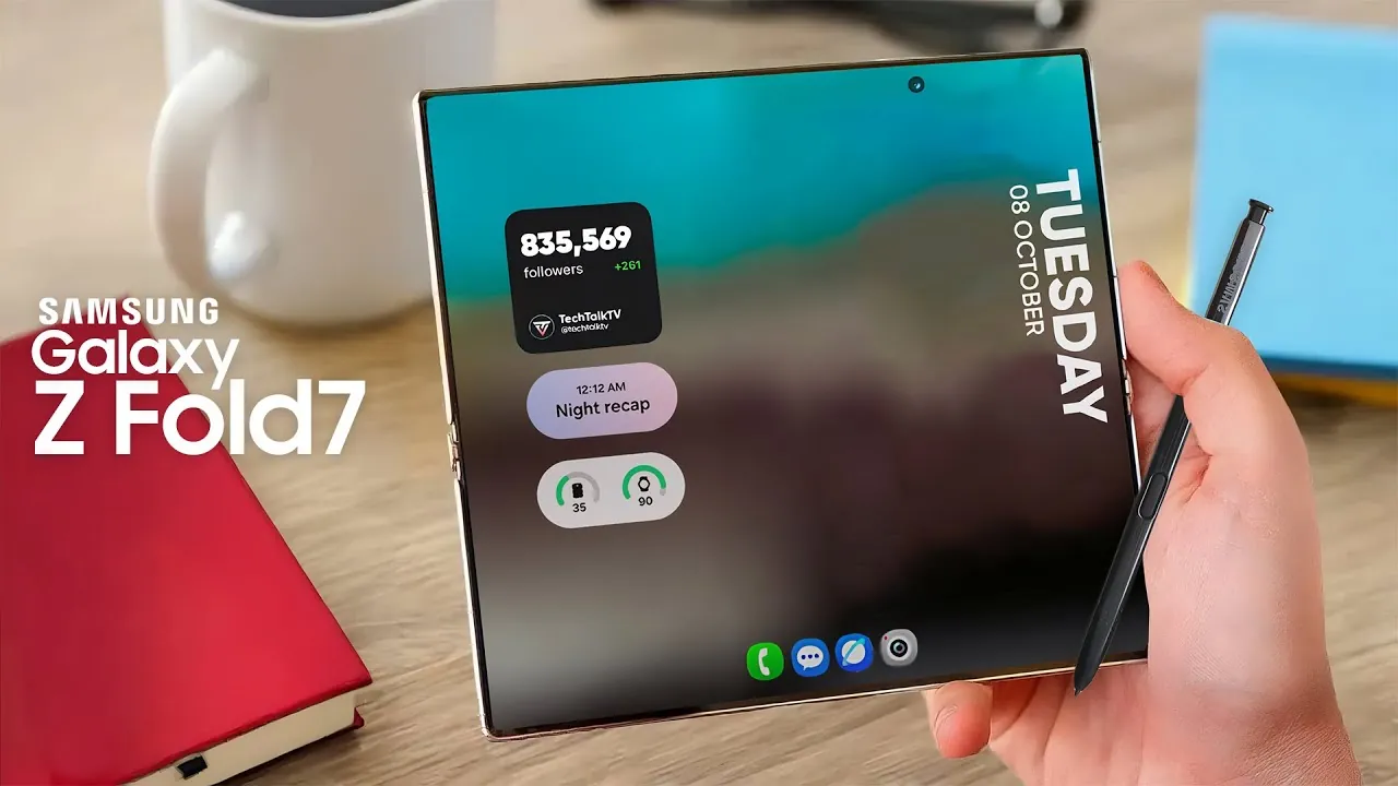 Gros plan du système de stylet passif Galaxy Z Fold 7 en action