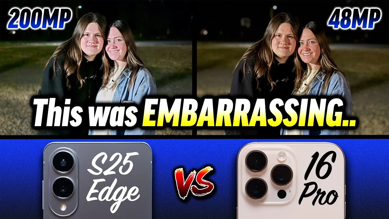 Comparaison de photographie à faible lumière entre Samsung S25 Edge et iPhone 16 Pro