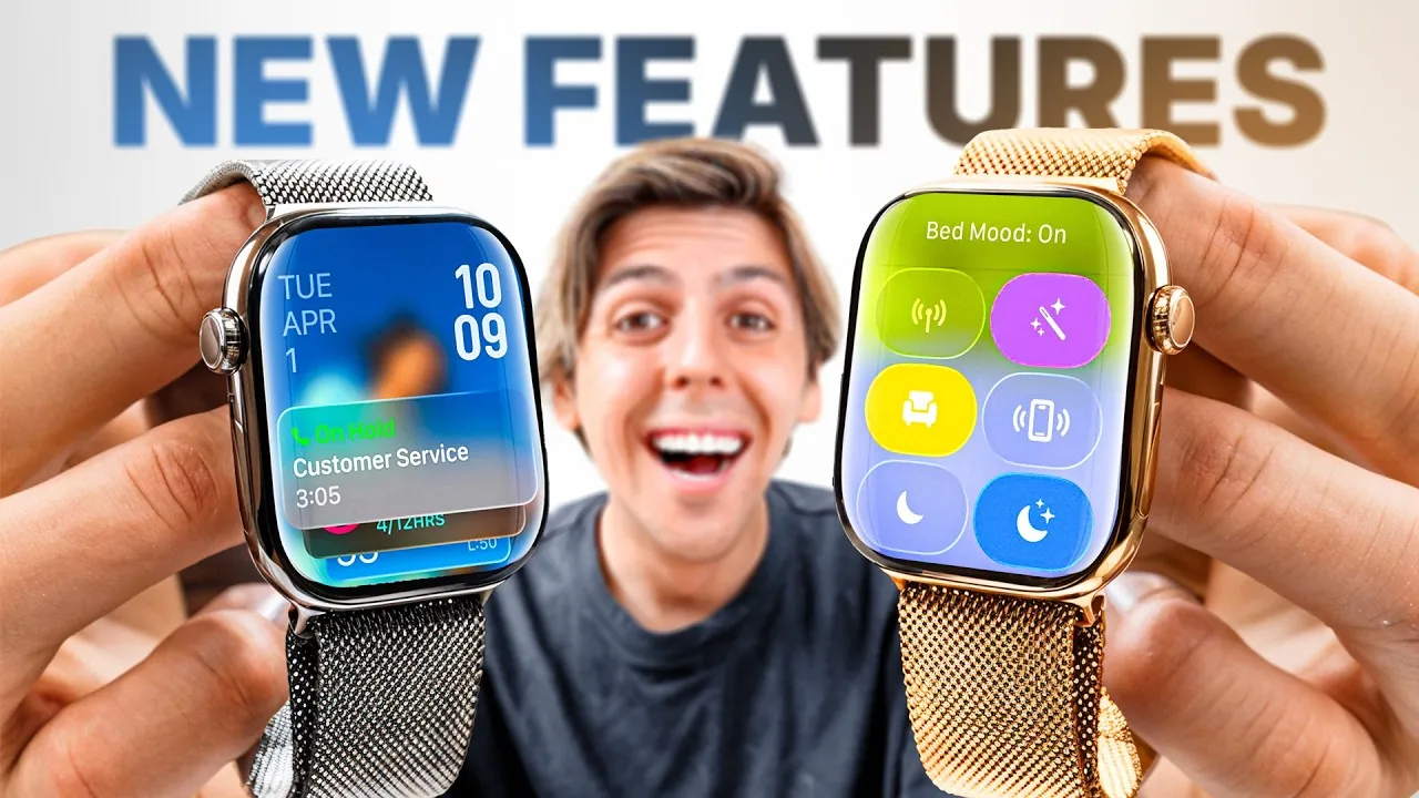 Gros plan de la montre Apple avec conception d'interface en verre liquide dans Watchos 26