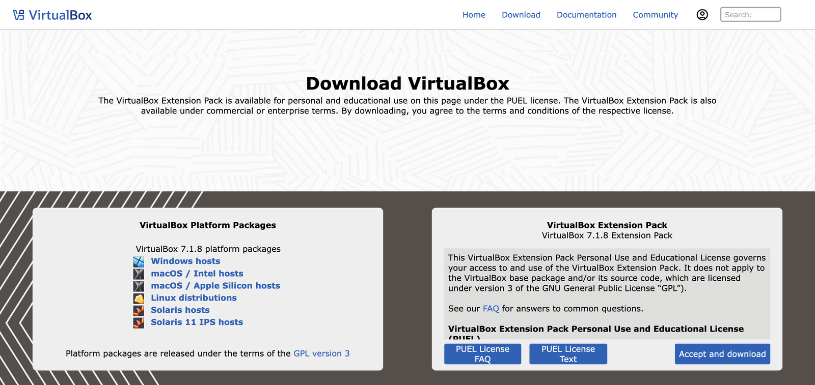 Téléchargement VirtualBox pour les hôtes d'Apple Silicon.