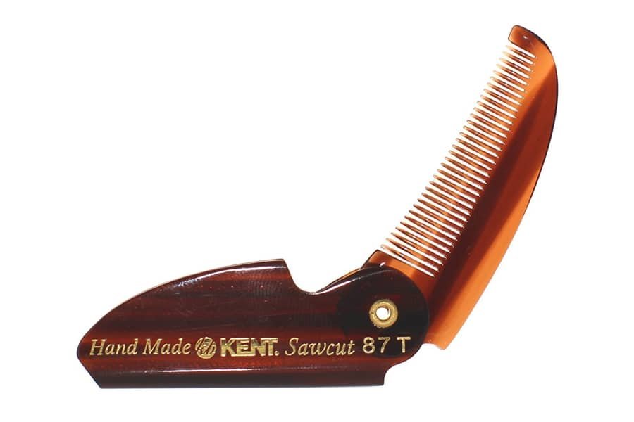 Kent 87T Édition limitée à la main coupe à la main, à dents fins, peigne à barbe pliante de poche et moustache