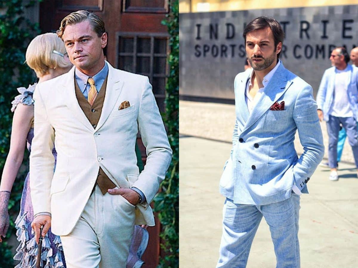 Leonardo DiCaprio en costume de lin blanc