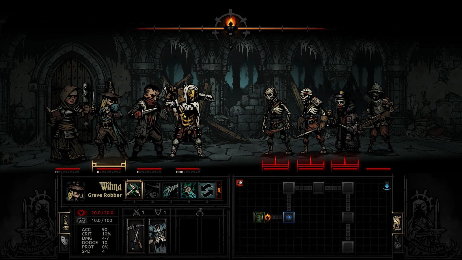 Une capture d'écran de gameplay de Darkest Dungeon