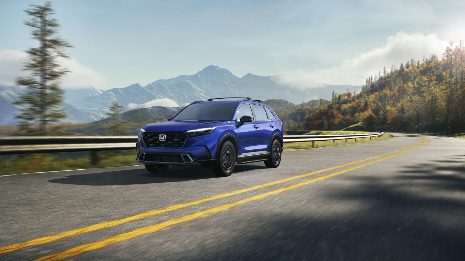 Front 3/4 Action photo d'une Honda CR-V Sport Touring 2023