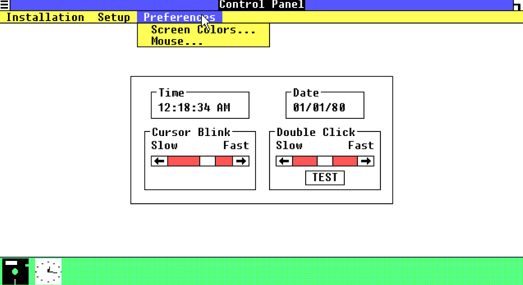 Un menu déroulant dans Windows 1.0.