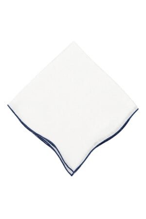 Bord de la marine bleu marine en lin blanc de poche