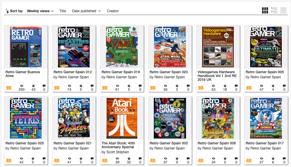 Une capture d'écran de divers magazines de jeux rétro stockés sur les archives Internet.