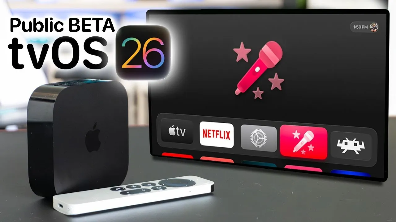 Interface Apple TV avec conception de verre liquide dans TVOS 26
