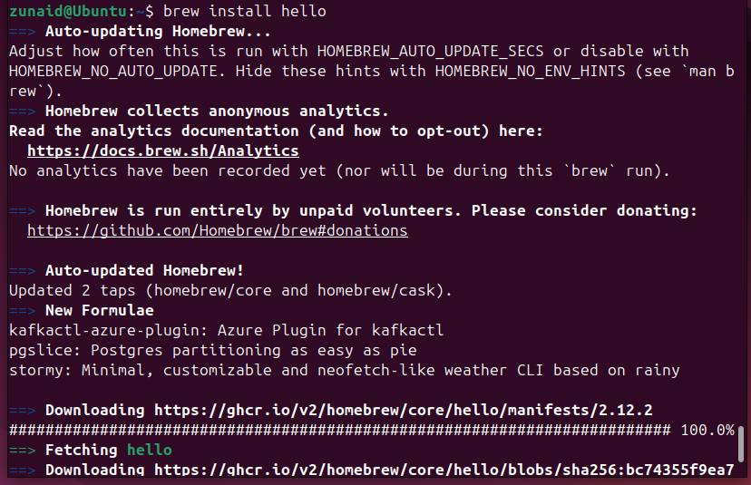 Installation d'un package sur Linux en utilisant Homebrew.