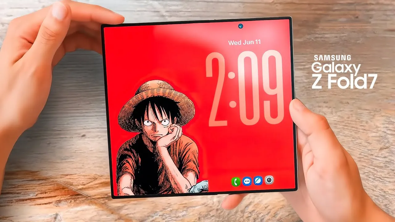 Gros plan de l'écran pliable du Galaxy Z Fold 7 en action