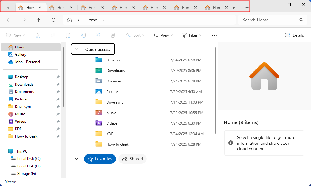 Trop d'onglets s'ouvrent dans File Explorer. 