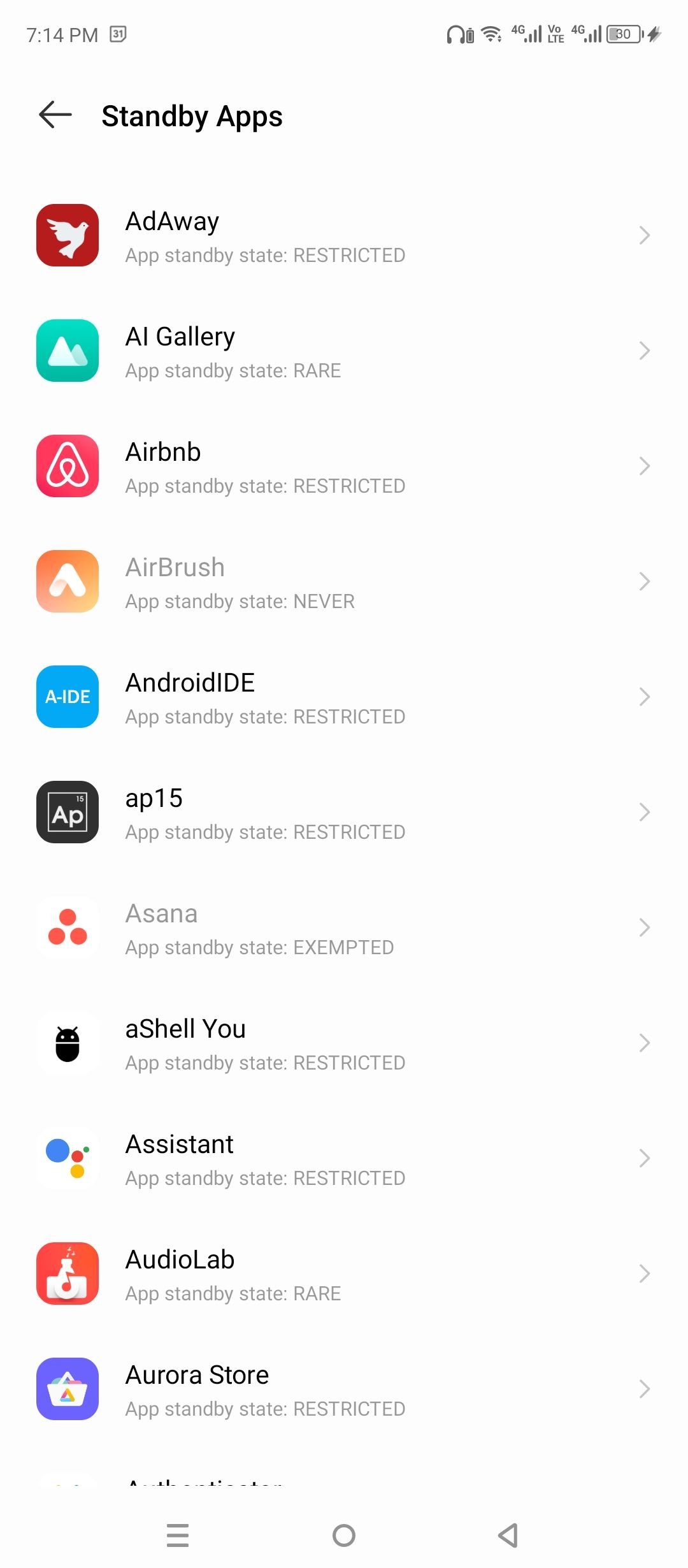 Interface d'applications de secours sur Android.