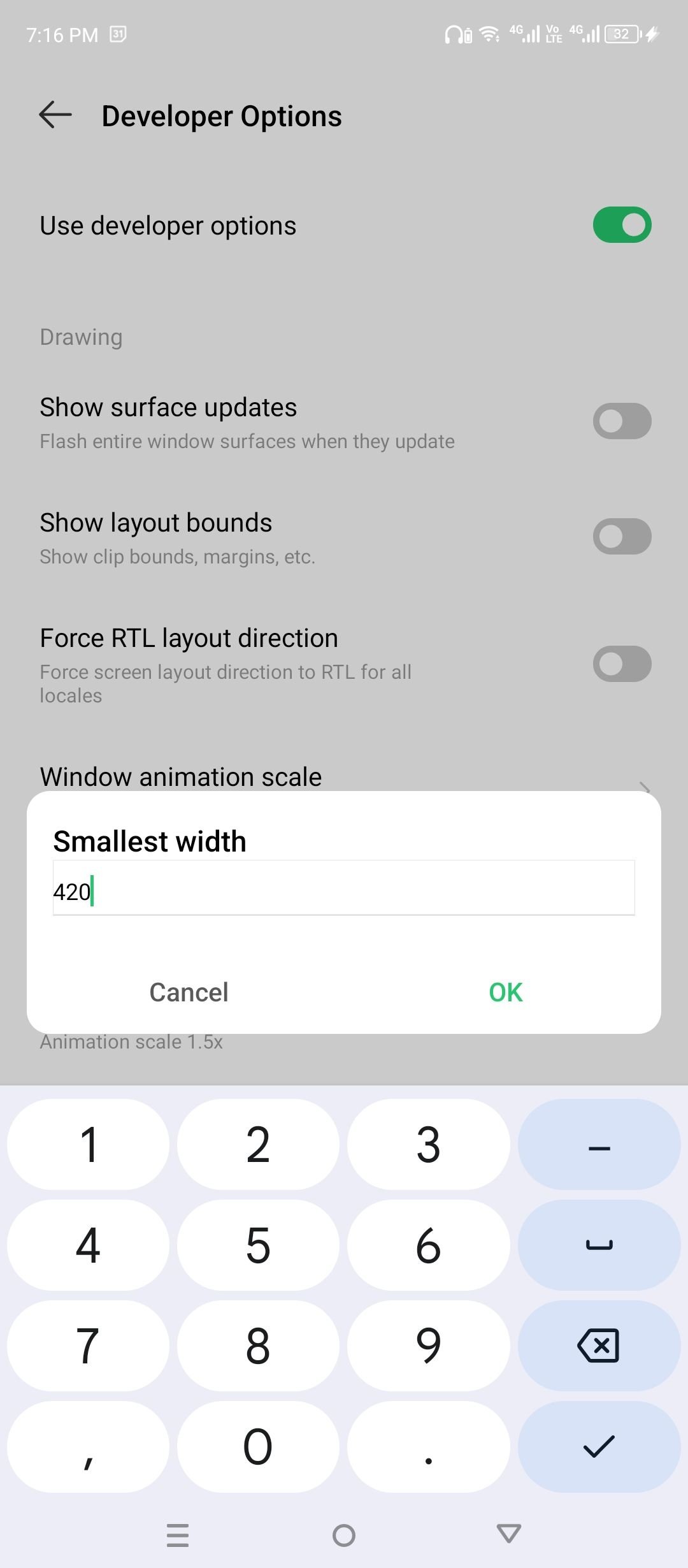Simulation de densités d'écran à l'aide de paramètres Android.