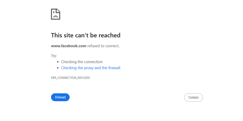 Le "refusé de se connecter" Message d'erreur dans Chrome.
