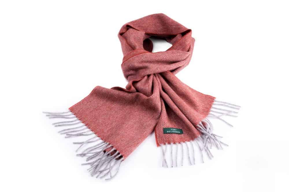 Écharpe en cachemire à chevrons en orange gris Écharpe en cachemire à chevrons en orange gris