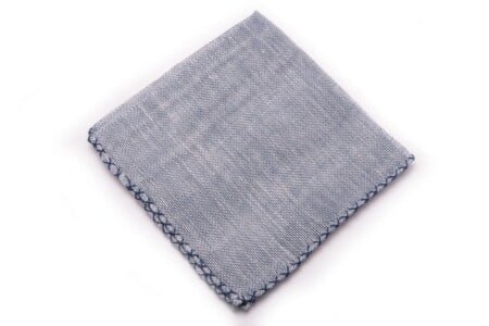 Bleu à la main de poche en lin artisanal avec un point X Handrollé bleu marine