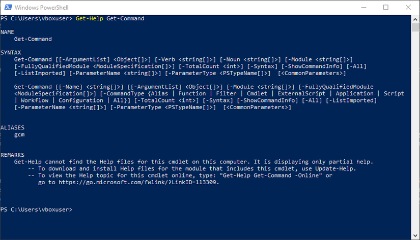 Get-Help et Get Command dans Windows PowerShell.