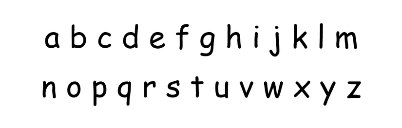 L'alphabet minuscule dans la bande dessinée sans MS.