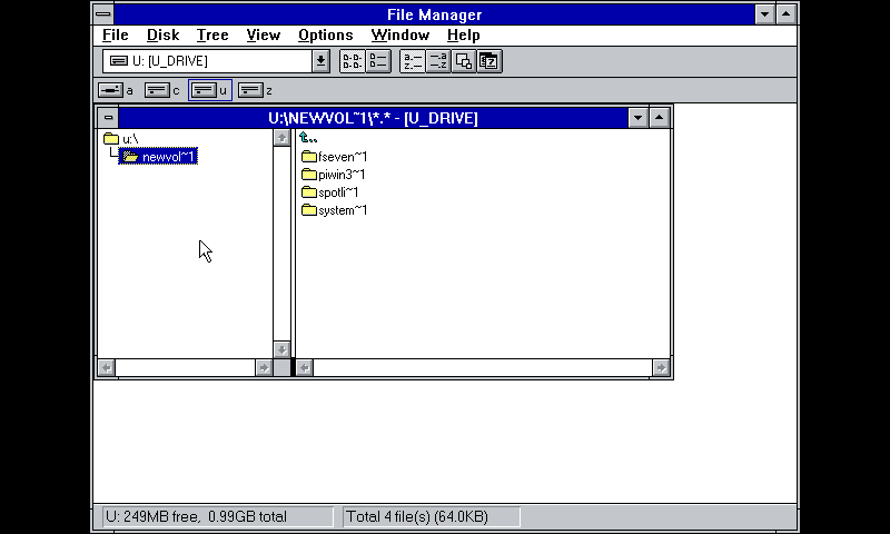 Le gestionnaire de fichiers Windows 3.11