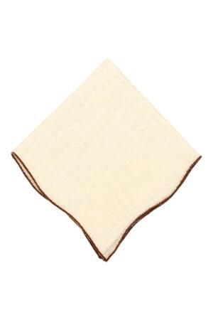 Brun Wave Edge Cream Linen Pocket Square