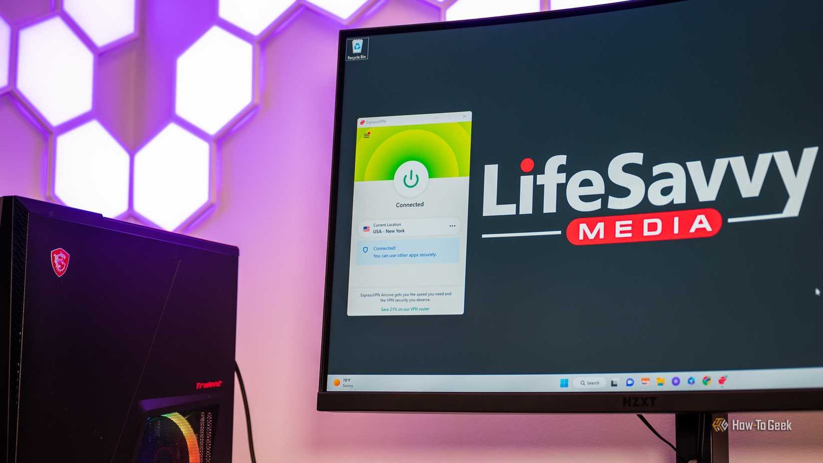 ExpressVPN fonctionnant sur un PC de jeu Windows 11 puissant