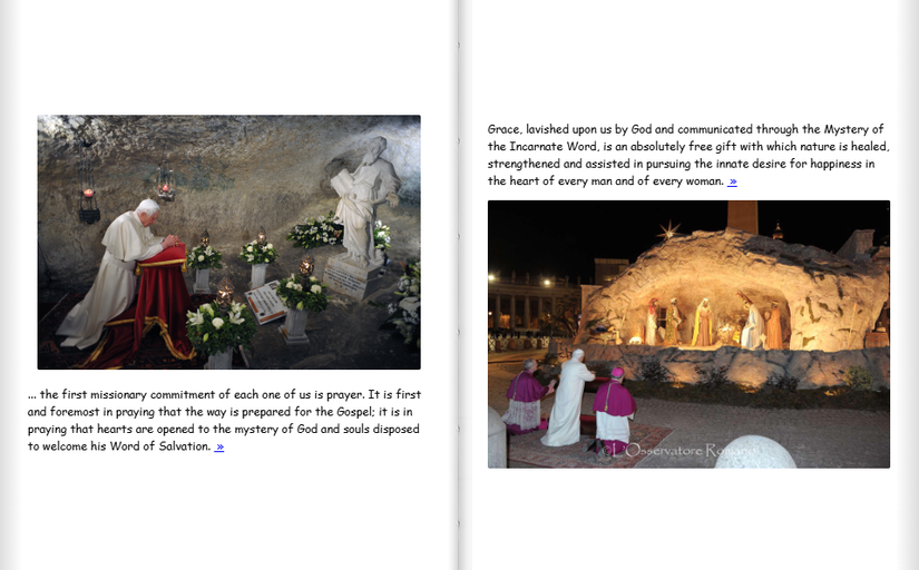 Une capture d'écran d'un album de photographie virtuel publié par le Vatican pour Benedict XVI.