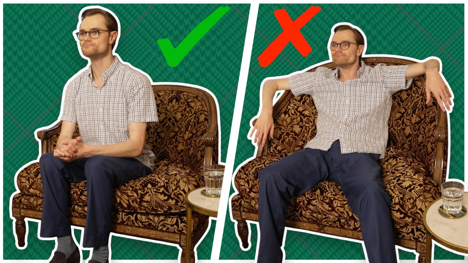 Images contrastant s'asseoir correctement avec une assise mal.