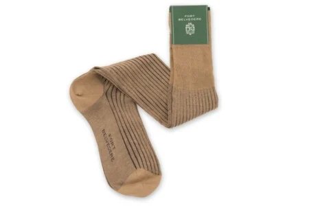Khaki et Navy Shadow Stripe Ribbed Choques Fil d'Ecosse Cotton-Fort Belvedere