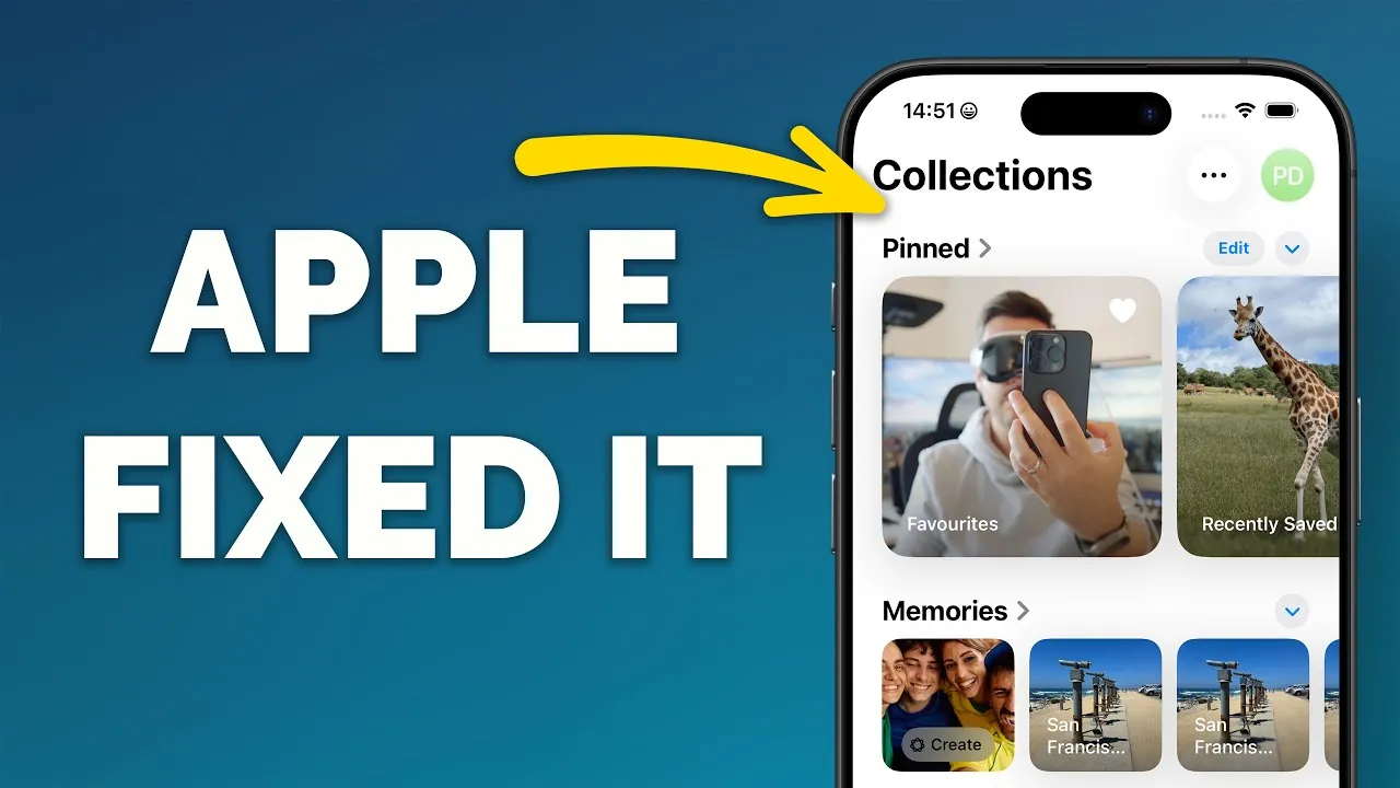 Application Apple Photos avec outils d'édition améliorés dans la mise à jour iOS 26