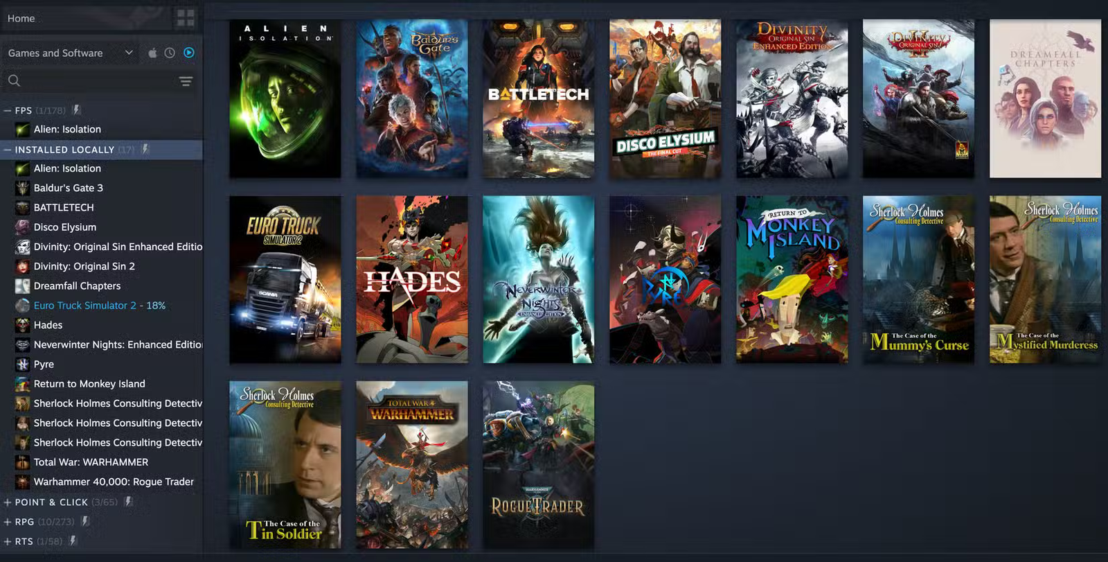 Une sélection de jeux Mac sur Steam.