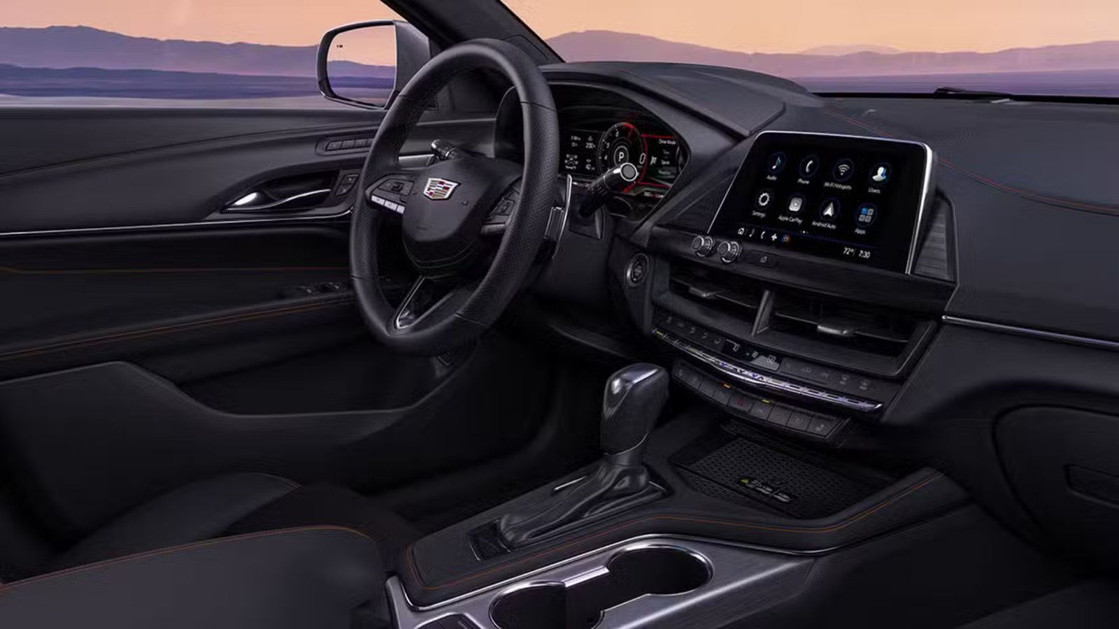 Plan du tableau de bord d'une Cadillac CT4 2026.