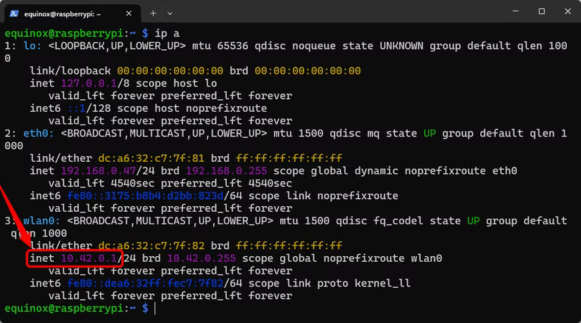 L'adresse IP du Raspberry Pi.