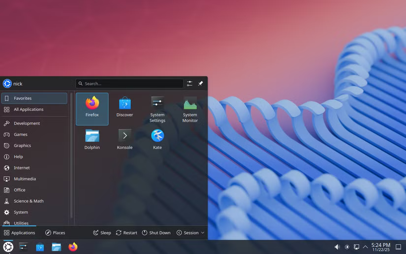 Le menu Démarrer de Kubuntu ressemble beaucoup à Windows 10.