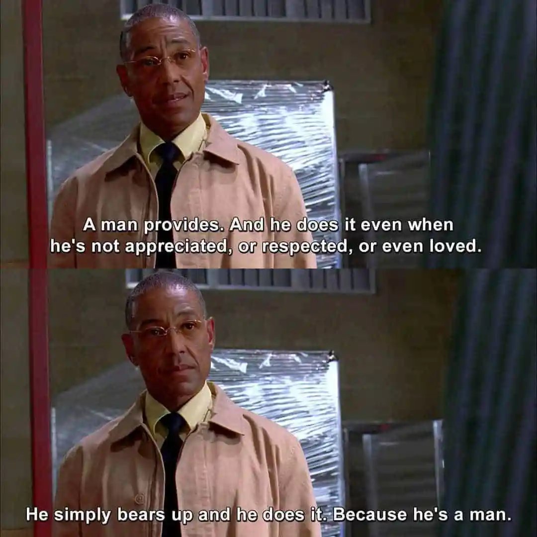 Gus Fring, Breaking Bad, un homme prononce un discours