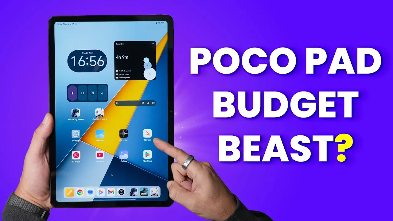 Écran haute résolution de 12,1 pouces du Poco Pad M1 avec un taux de rafraîchissement de 120 Hz