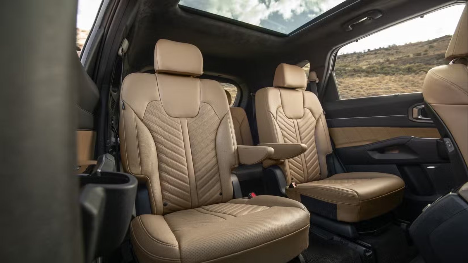 Plan intérieur des sièges arrière d’un Kia Sorento 2026.