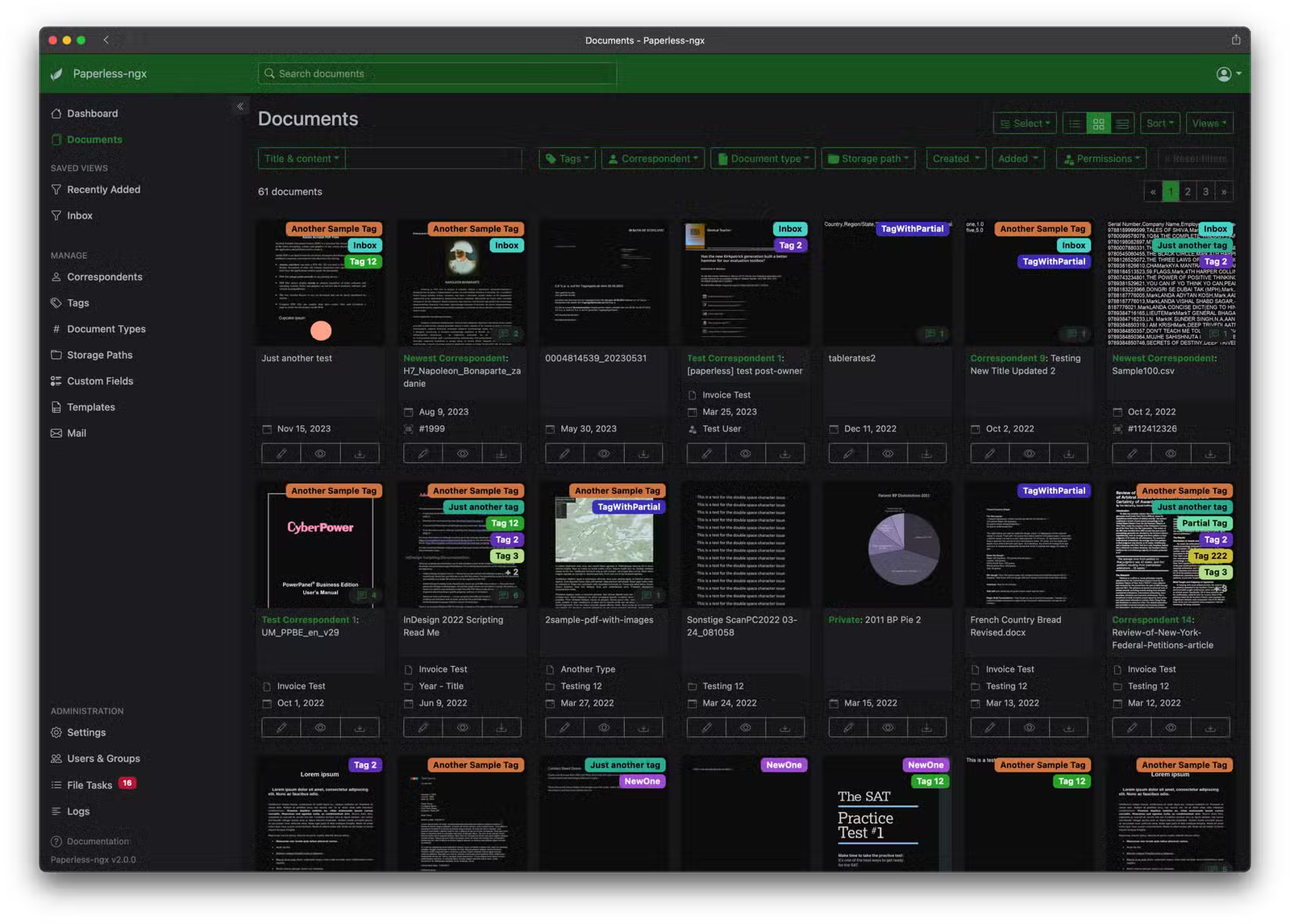 Capture d'écran officielle de Paperless-nxg montrant des documents.
