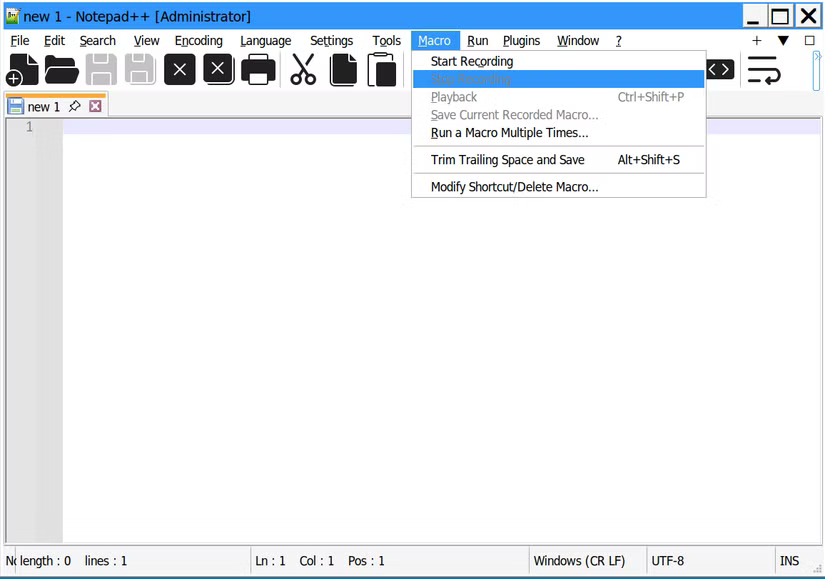 La fonction de création de macro dans Notepad++.